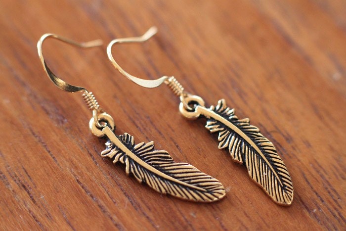 no. 268 Tiny Gold Feather Earrings