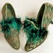 Art Deco Shoes - Ostrich Feather Trim High Vamp 1920s Size 4 English