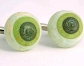Cuff Links Green Eyeball Jewelry Accessories Gifts for Him Man Dude Under 15