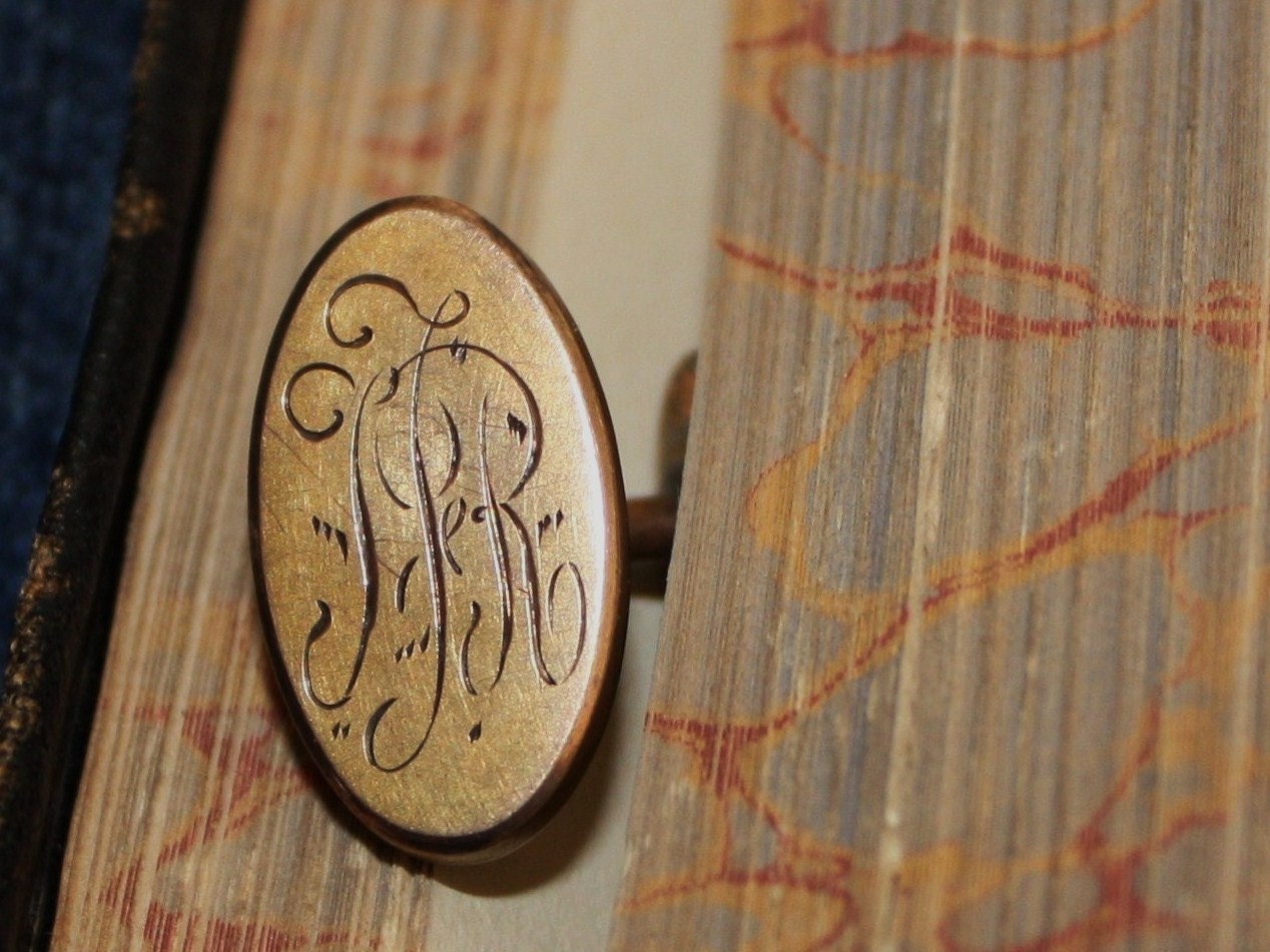 Antique Oval Engraved Cufflinks with Monogram