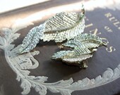 Vintage Sarah Coventry Set Brooch and Earrings Feather with Rhinestones