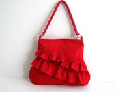 NEW Frilly Bag in Red ..zippered closure..