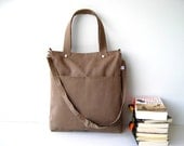 Simply Tote Bag in Light Brown - unisex - multi functional handstiched - handbag - satchel - carry bag - macbook pro - large