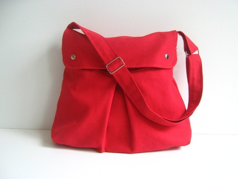 Modular Messenger Bag in Crimson Red ( Bright Red ) / Shoulder Bag / Laptop Bag / Diaper Bag / Travel Bag