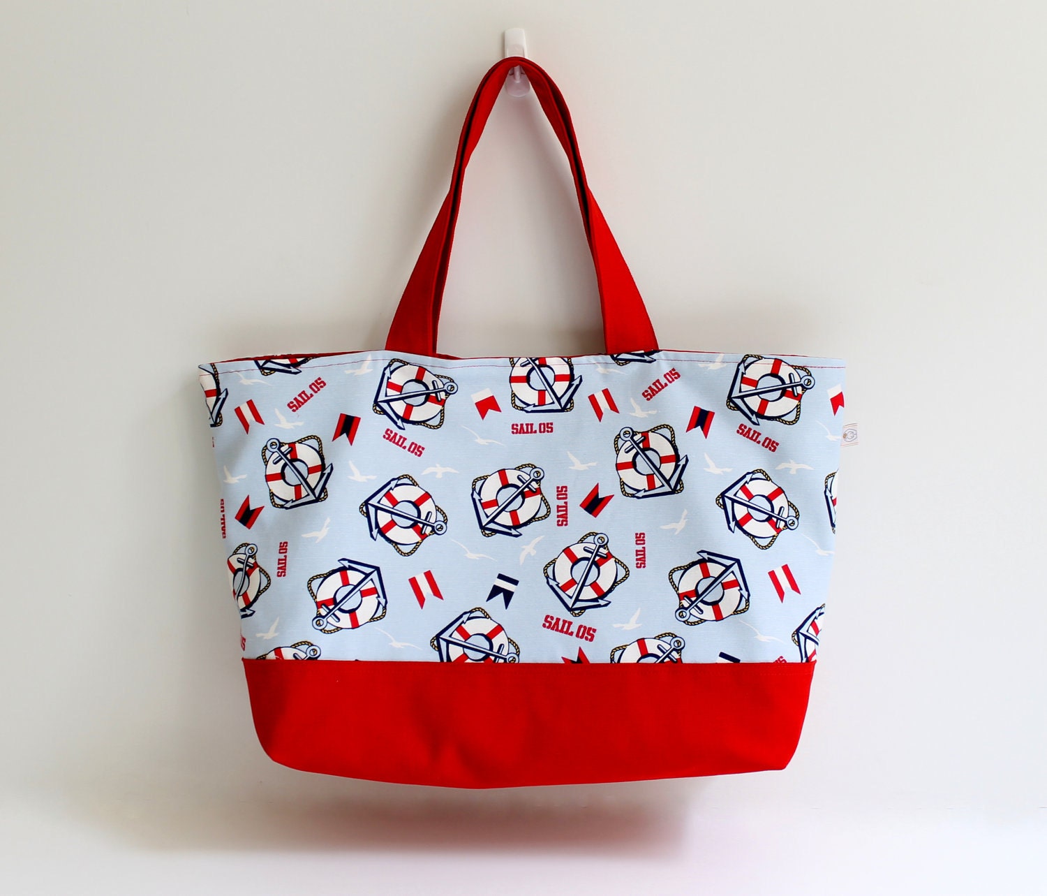 Beach Bag in Nautical Print - EXTRA LARGE - Sailor / Diaper Bag / Summer Fashion / Sea / Texture / Summer Trends / Gifts for her / Shoulder
