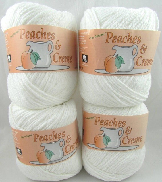 WHITE Peaches & Creme Yarn 4 Balls by carolscabin on Etsy