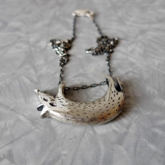 silver sterling FOX necklace FREE SHIPPING
