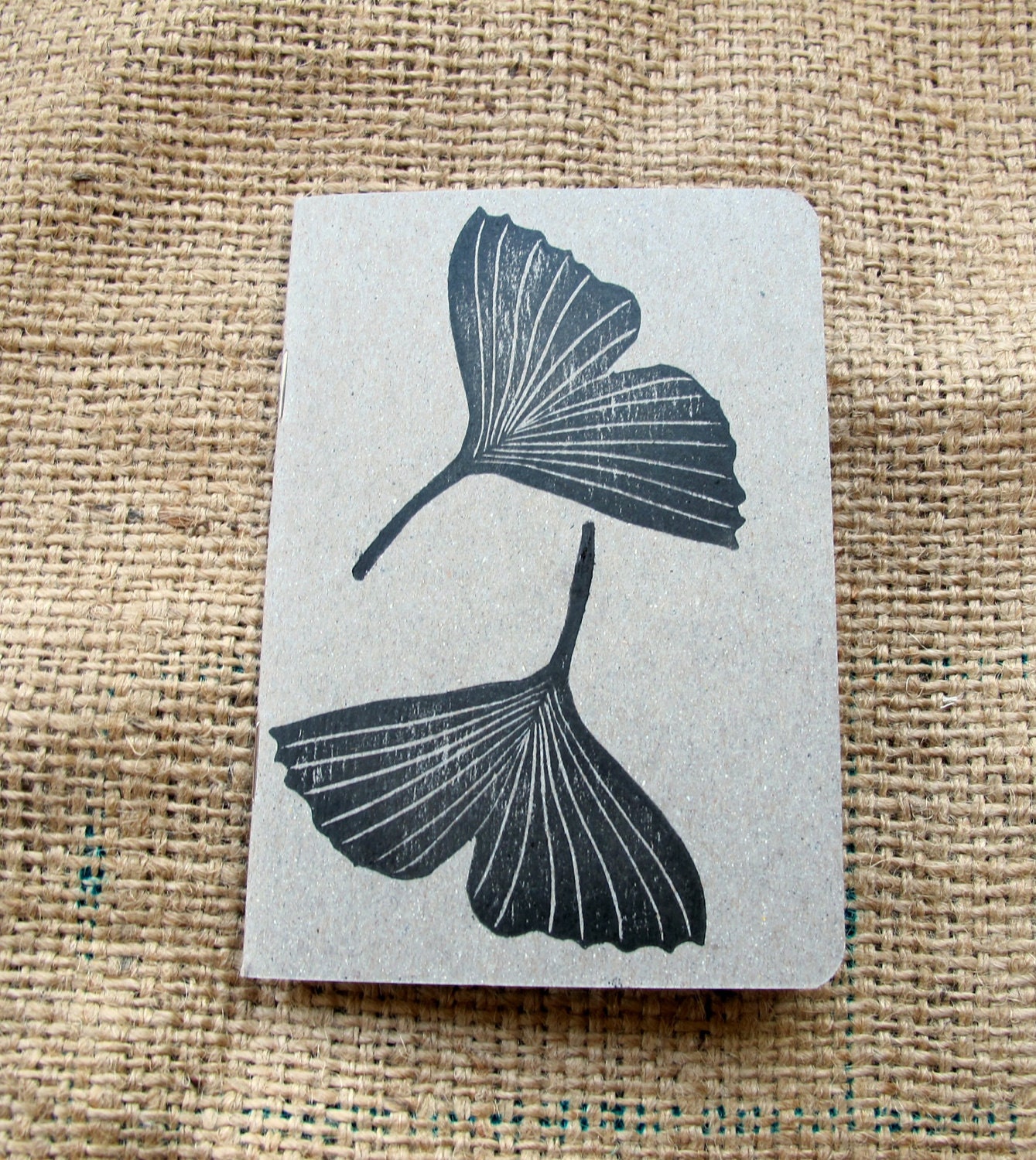 recycled notebook with ginkgo print