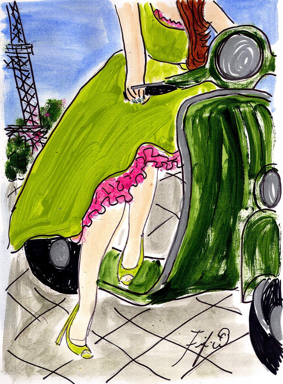 Lucky Green Dress Scooter