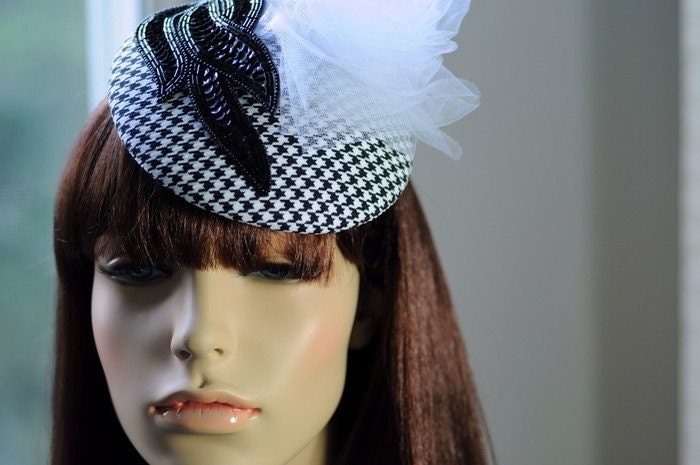 Power Suit Hat Hand Blocked Dog Tooth Beret