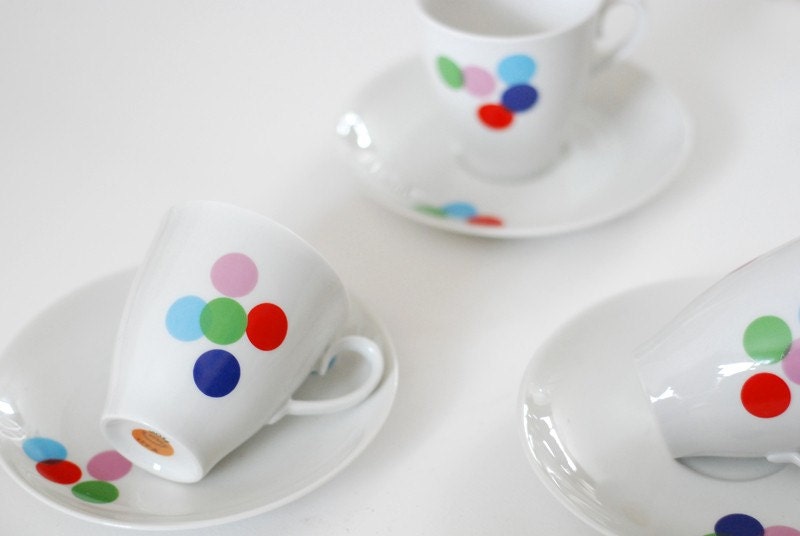 SALE Lots of dots three cup and saucer sets