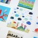Large set of 18 colorful postcards