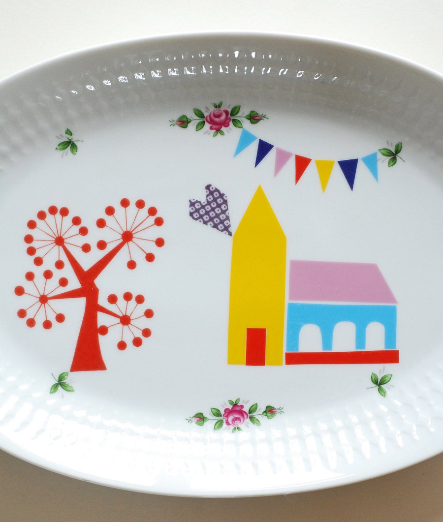 Little village church large serving platter