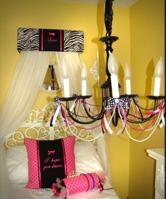 Bed Canopy Crib Crown HOT Pink Zebra Print SaLe Embroidered Bedroom Decor