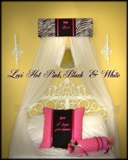 Bed Canopy Crib Crown HOT Pink Zebra Print SaLe Embroidered Bedroom Decor