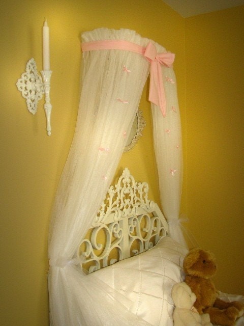 Crown Princess Bed Canopy Pink Petite Bows with sheers SALE