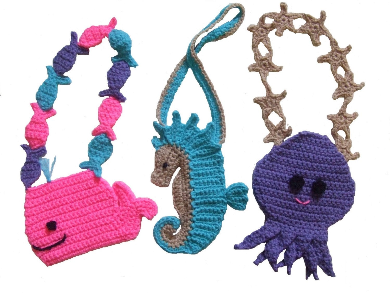 Crochet Pattern Ocean Friends Purses