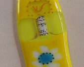 Mezzuzah box with klaf - Fused yellow glass