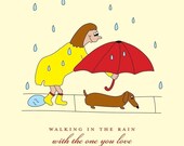 Walking in the Rain Dachshund Valentine's Card by She's SO Creative (VD115)