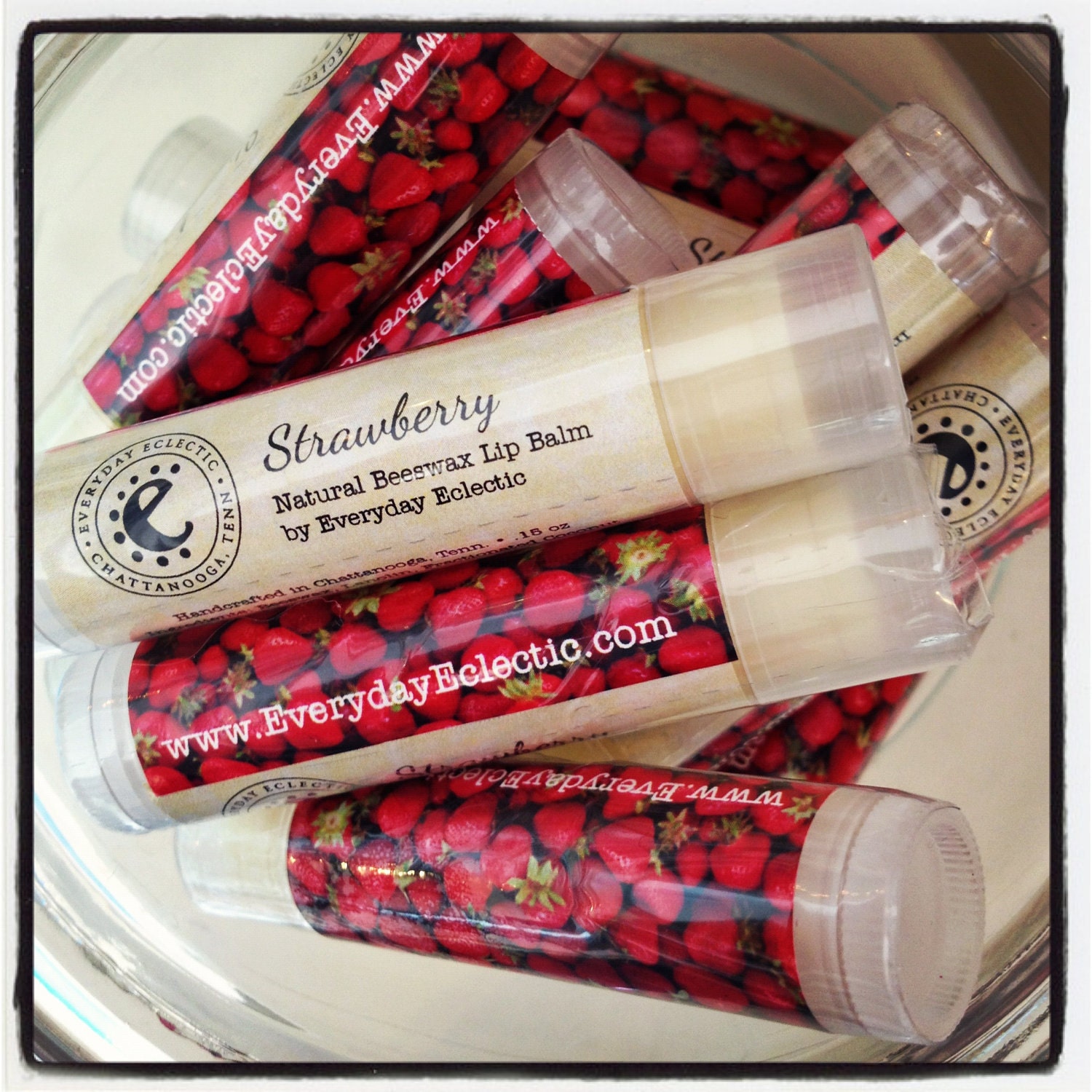 Natural Beeswax Lip Balm - Strawberry