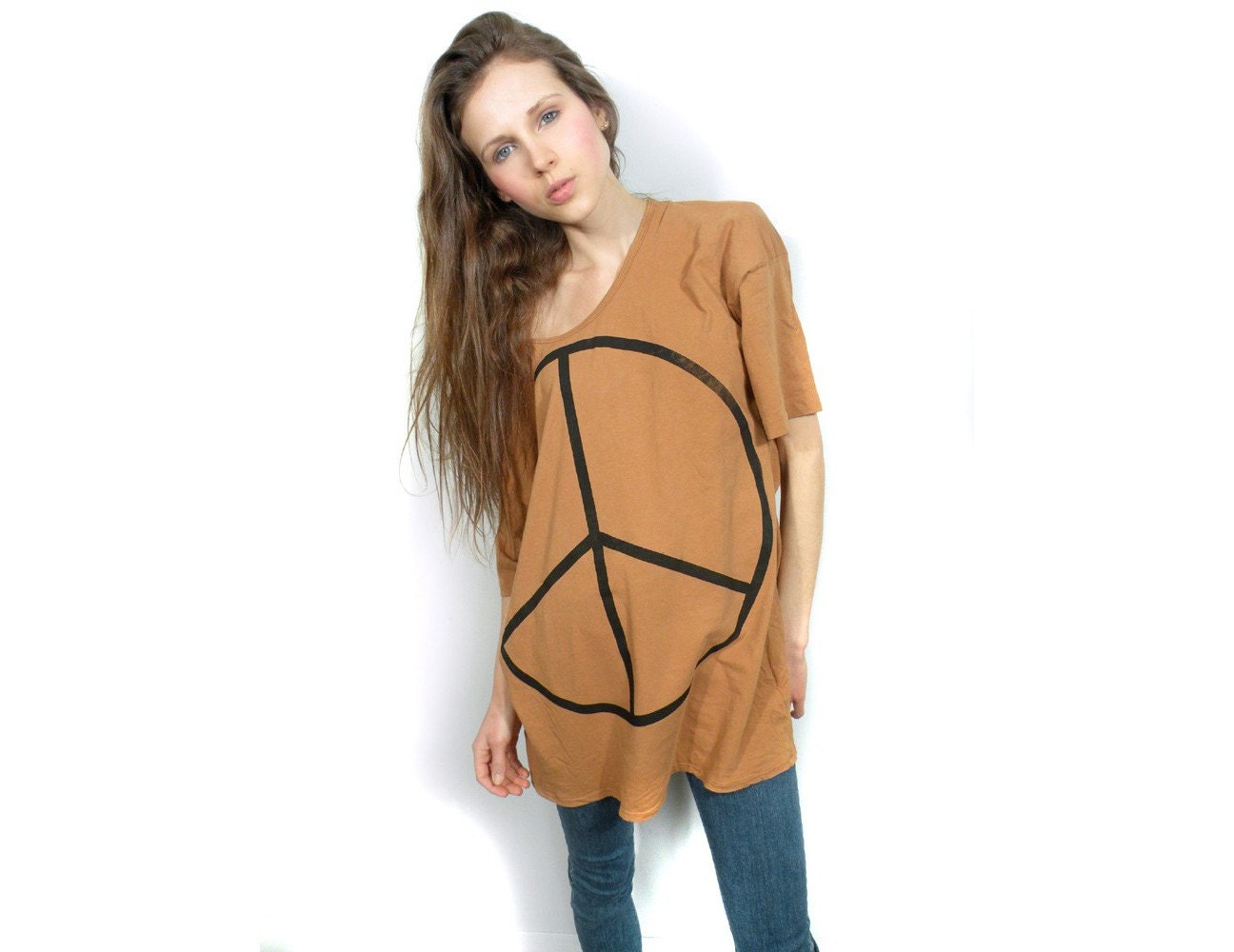 Peace sign one size camel Tunic shirt