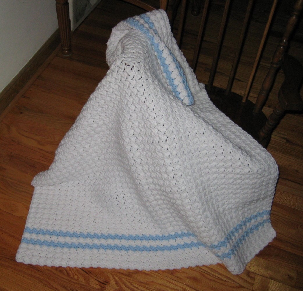 White and Blue Baby Afghan