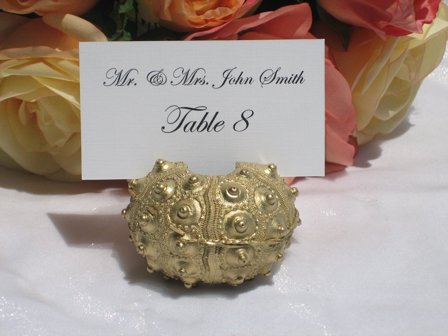 Gold Sea Urchin shell place card holders - Set of 100