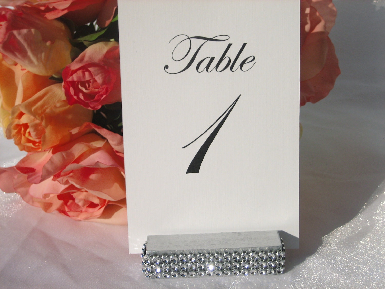 Silver Wood Table Number Holders trimmed with a by Gallery360