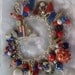 Red White and Blue Charm Bracelet and Patriotic Rhinestone Brooch