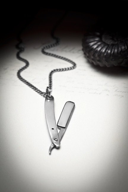 STRAIGHT RAZOR-sterling silver necklace