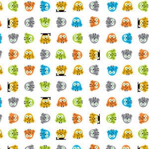 Happy Drawing by Ed Emberly, Owls, 1/2 yard organic cotton