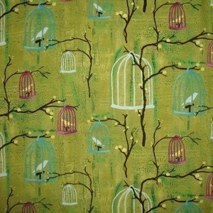 LANTERN BLOOM by Laura Gunn, Hanging Cages in lime, 1 yard