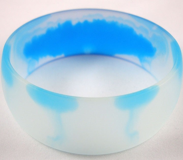 Thin  bangle in blue and clear with matte finish