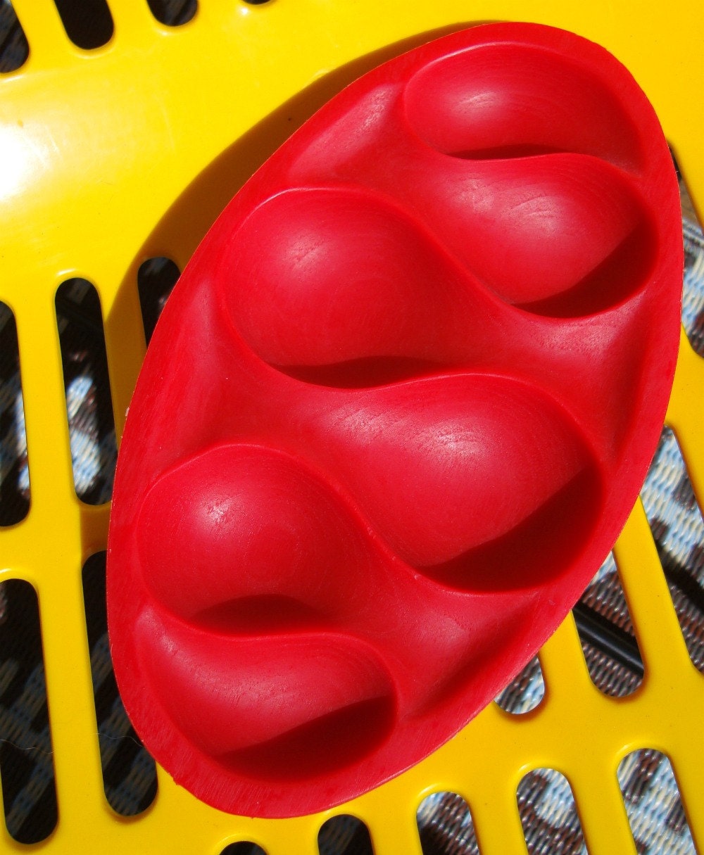 Cherry Red Mid-Century Modern Urethane Tabletop Organizer Dish Tray
