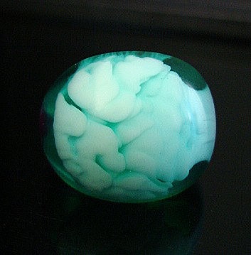 Green puffy cloud ring Size 6