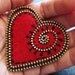 Red felt and zipper heart brooch
