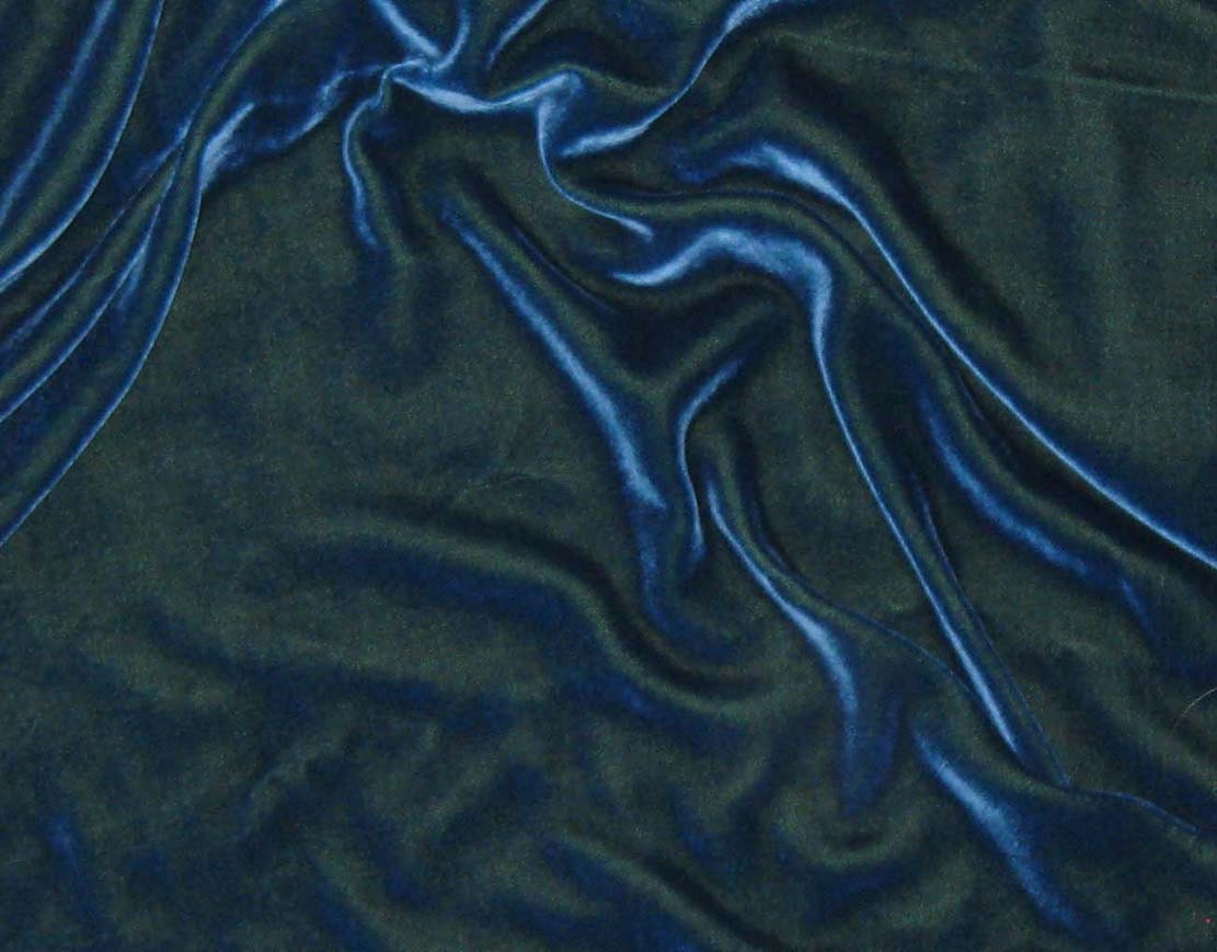 Iridescent TEAL BLUE Silk Velvet Fabric - fat 1/4