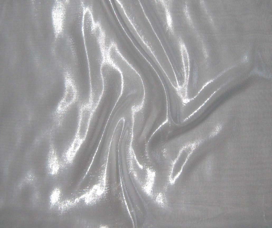 White and Silver Lame' Silk Chiffon Fabric 1/3 Yard by silkfabric