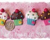 Birthday Cupcake Polymer Clay Bead Set