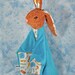 Natural Bunny Blanky Waldorf inspired Baby Toy Turquoise Wild Animals