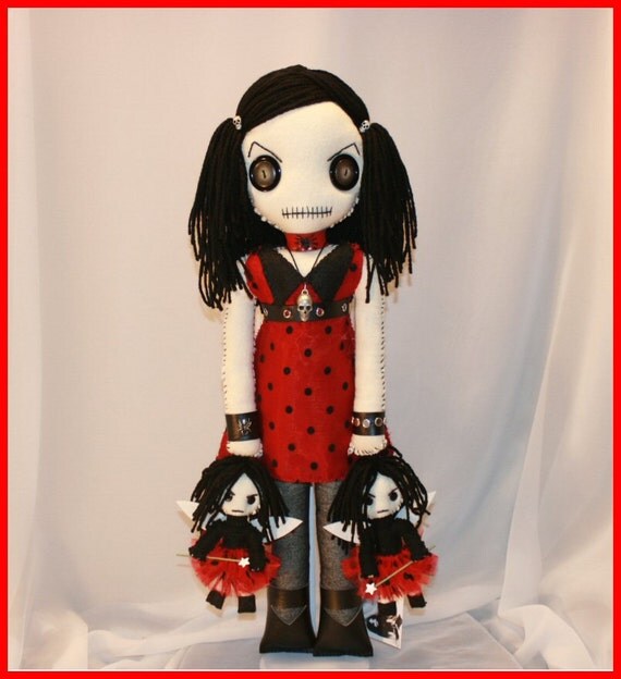 OOAK Hand Stitched Doll With Skulls And Fairies by TatteredRags