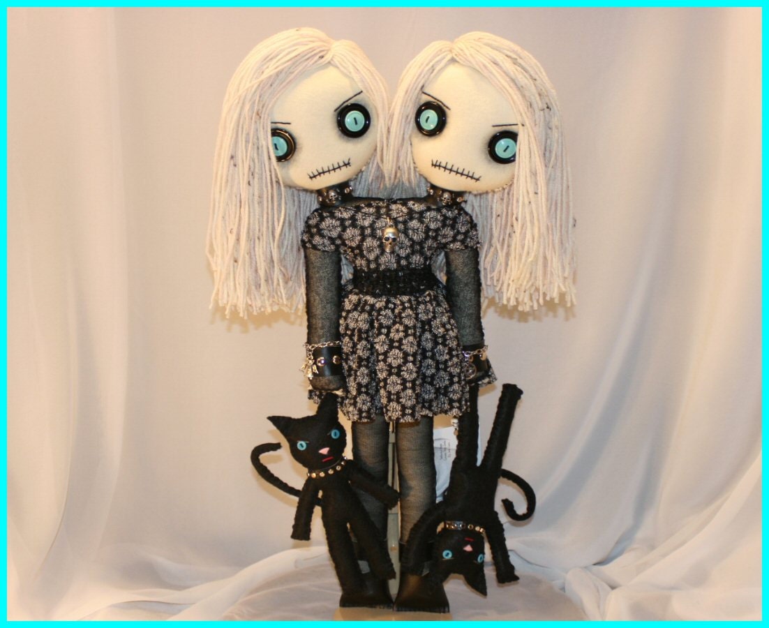 OOAK Siamese Twin Doll Creepy Gothic Folk Art By Jodi Cain