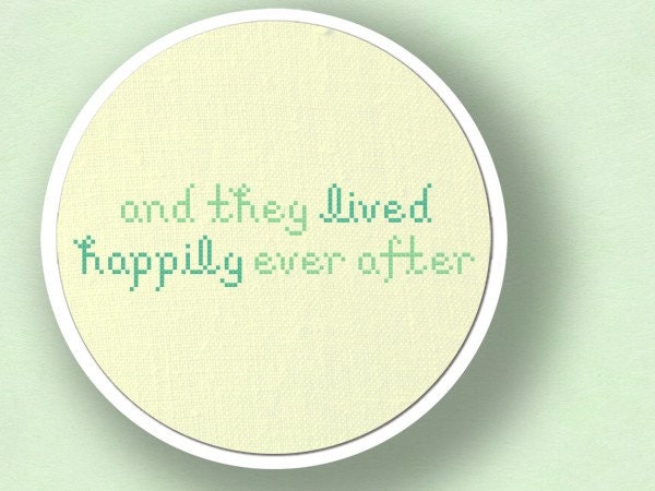 And They Lived Happily Ever After. Text Cross Stitch PDF Pattern