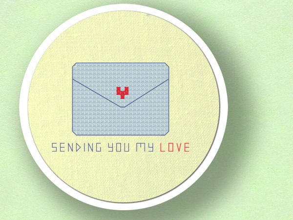 Sending You My Love. Text Cross Stitch PDF Pattern