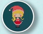 Cute and Happy Christmas Girl. Cross Stitch PDF Pattern