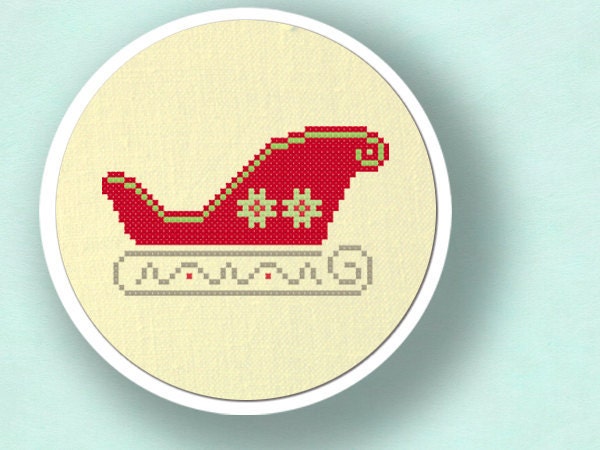 Pretty Santa's Sleigh. Christmas Cross Stitch PDF Pattern