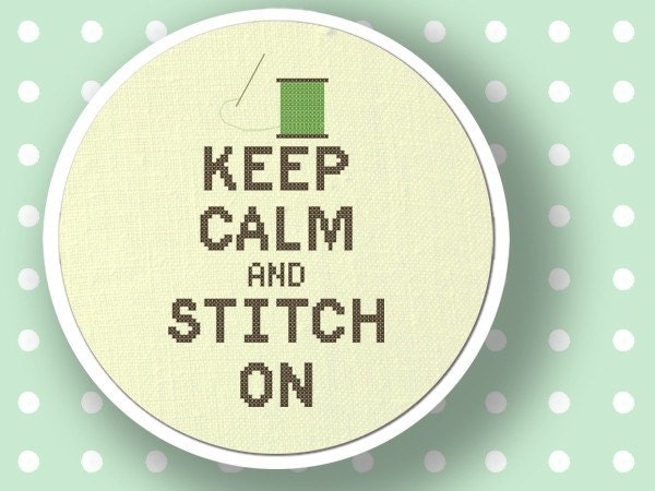 Keep Calm and Stitch On. Text Cross Stitch Pattern PDF File
