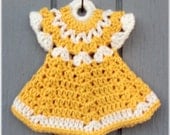 Doll Dress Pot Holder Yellow & White