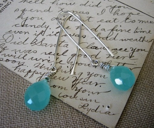 Sterling Silver & Chalcedony Stone Drop Earrings
