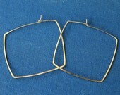 Light and Delicately Dramatic Gold Square Wire Hammered Hoops